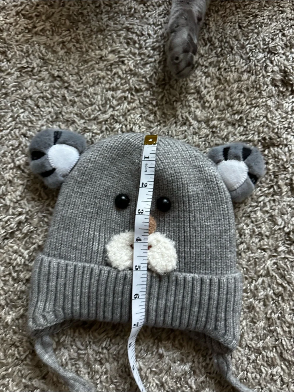Gray Bear Knit Earflap Hat for Kids - Cozy Winter Beanie